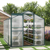 10' x 6' ft Garden Hobby Greenhouse Green Framed with 2 Vents Garden Storages & Greenhouses Living and Home With Base W 190 x L 313 x H 195 cm 