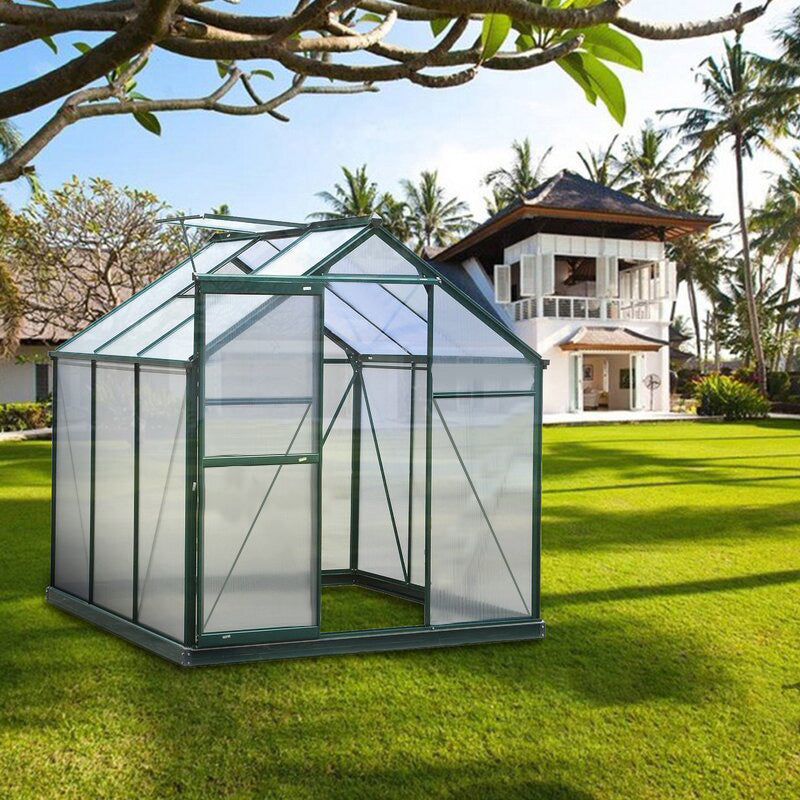 6' x 6' ft Garden Hobby Greenhouse Green Framed with Vent Greenhouse Living and Home Without Base W 190 x L 190 x H 183.3 cm 