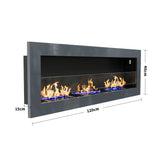 35 Inch 47 Inch Bioethanol Fireplace Wall Mounted Grey Stainless Steel Bio Ethanol Fireplaces Living and Home 