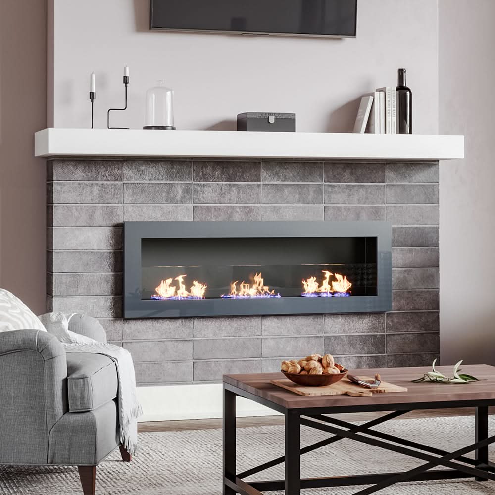 35 47 Inch Indoor Bio Ethanol Fireplace 3 Stoves Wall Mounted Heater