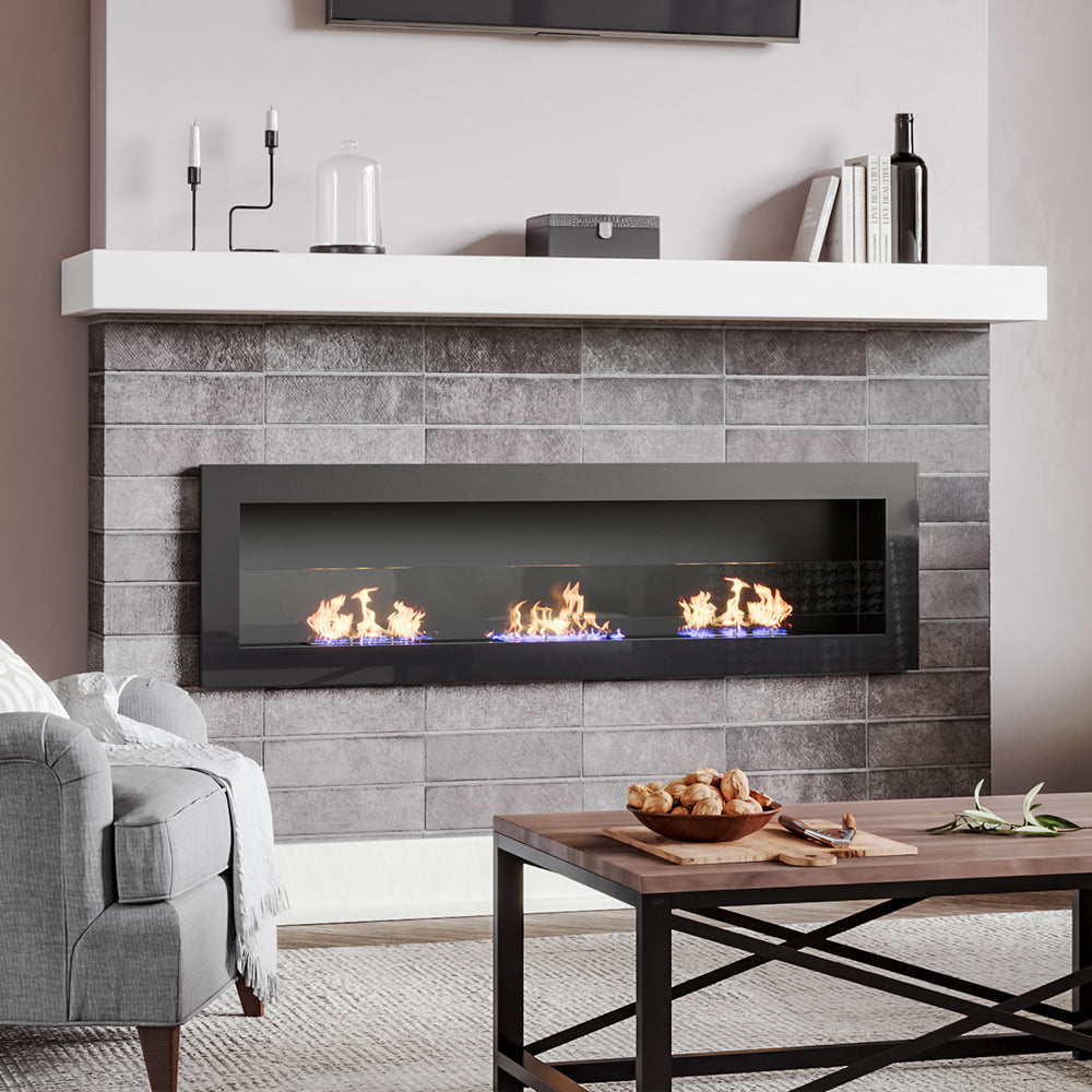 55 Inch Bio Ethanol Fireplace Wall Mounted Insert Biofire 4 Colour Opt –  Living and Home