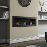 55 Inch Bio Ethanol Fireplace White Grey Black Mounted Inset Wall Biofire Living and Home Black 