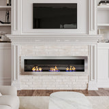 55 Inch Bio Ethanol Fireplace White Grey Black Mounted Inset Wall Biofire Bio Ethanol Fireplaces Living and Home Sliver 