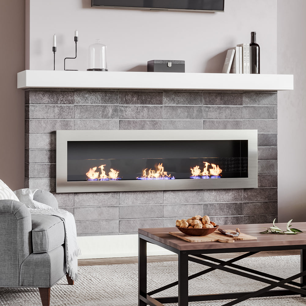 55 Inch Bio Ethanol Fireplace Wall Mounted Insert Biofire 4 Colour Opt –  Living and Home