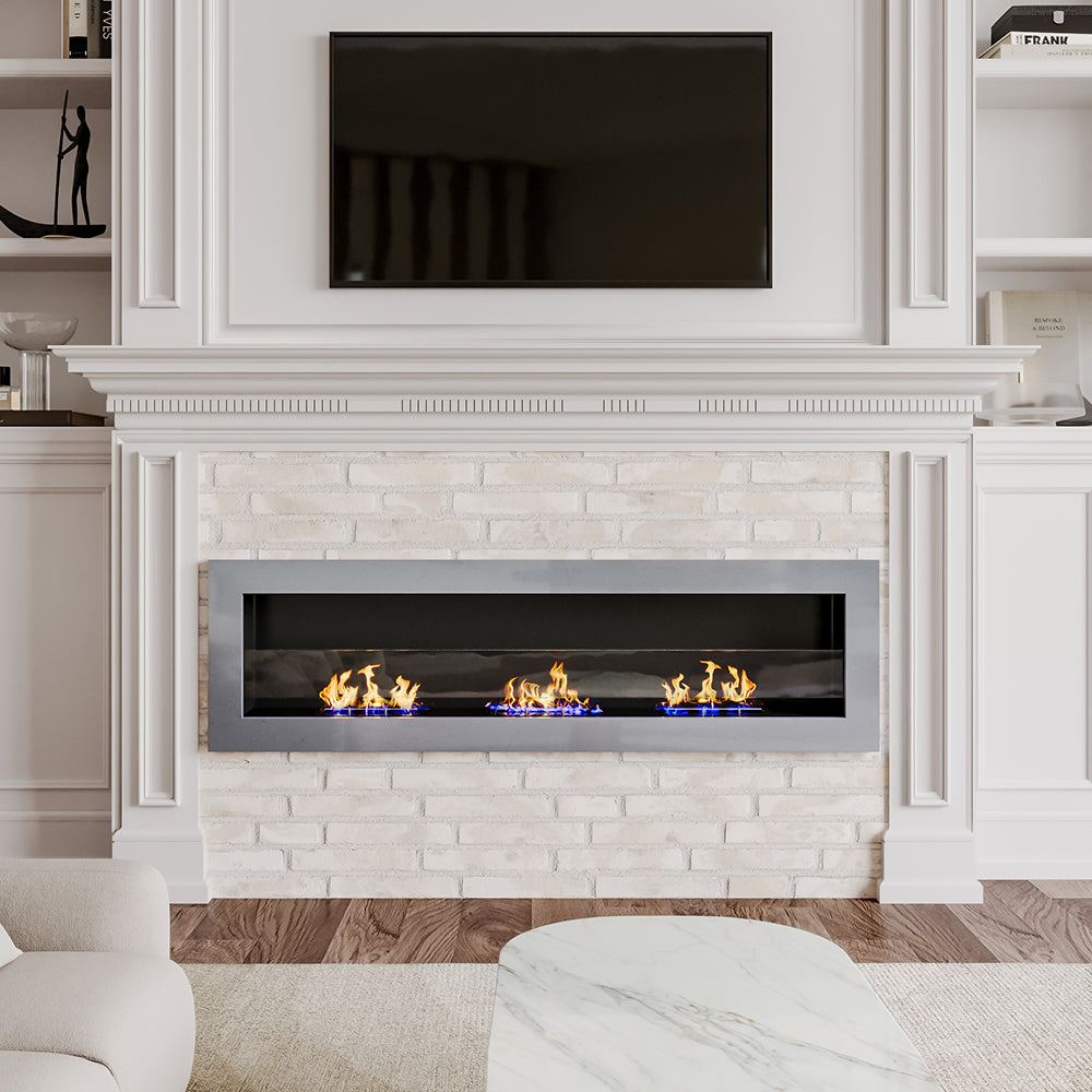 55 Inch Bio Ethanol Fireplace Wall Mounted Insert Biofire 4 Colour Opt –  Living and Home