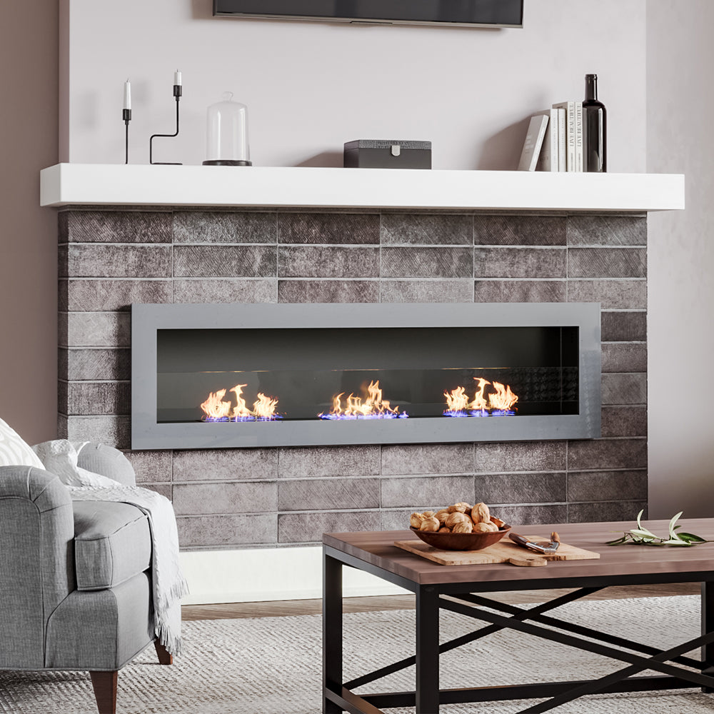55 Inch Bio Ethanol Fireplace Wall Mounted Insert Biofire 4 Colour Opt –  Living and Home