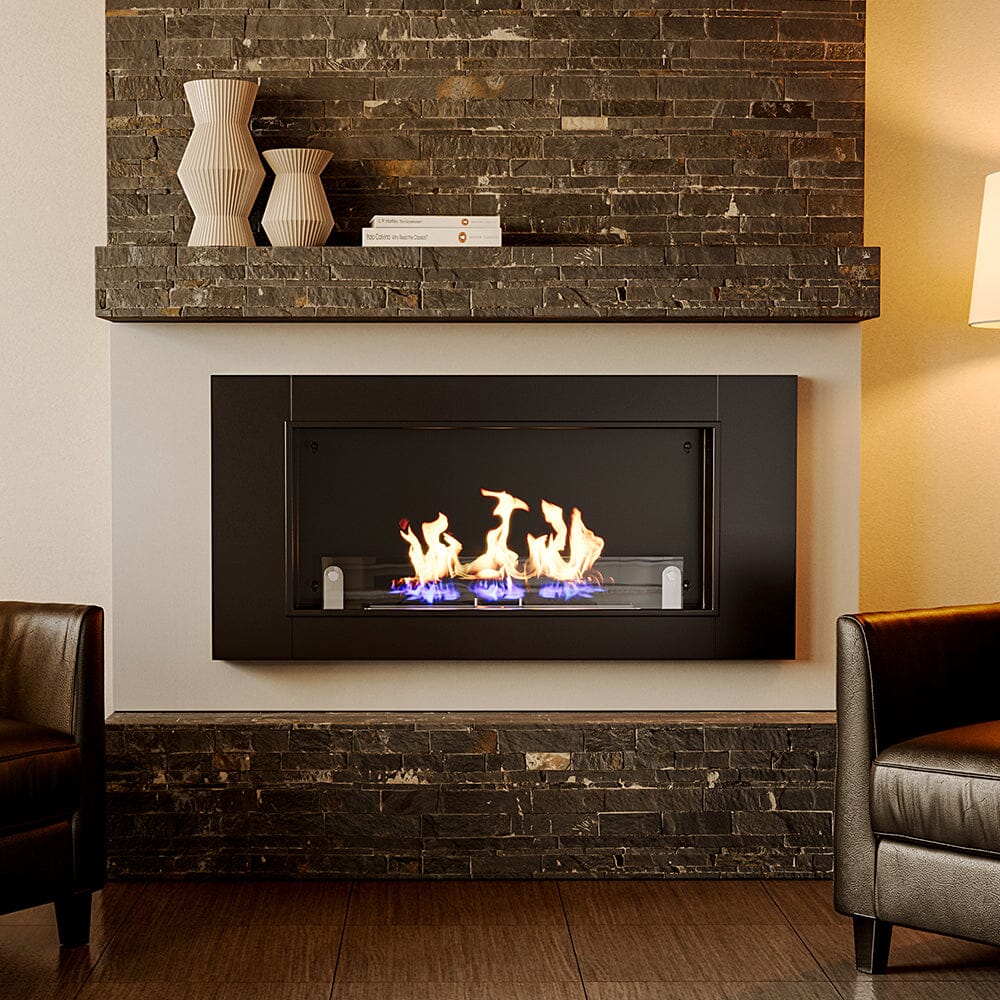 43 Inch Wall Fireplace Black Surface Clean Burner – Living and Home