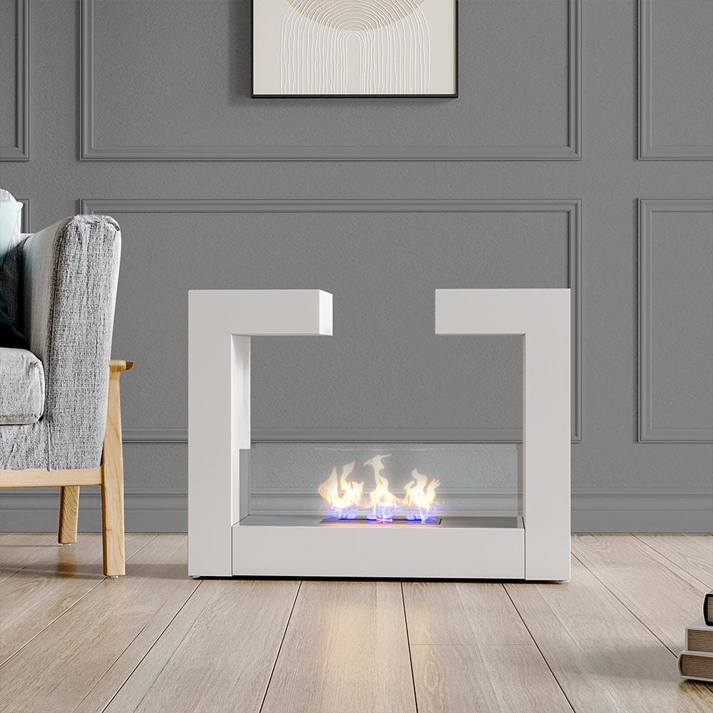 78CM Wide Bio-Ethanol Fireplace Freestanding Heater Black or White – Living  and Home