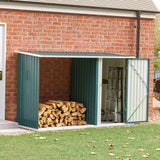Garden Storage Shed Metal Storage Box with Log Rack Garden Storages & Greenhouses Living and Home Green 