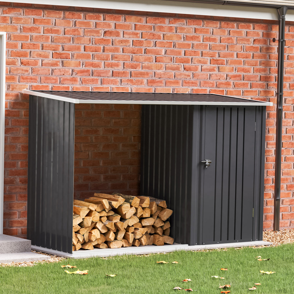 8ft W Outdoor Firewood Log Storage Shed – Living and Home