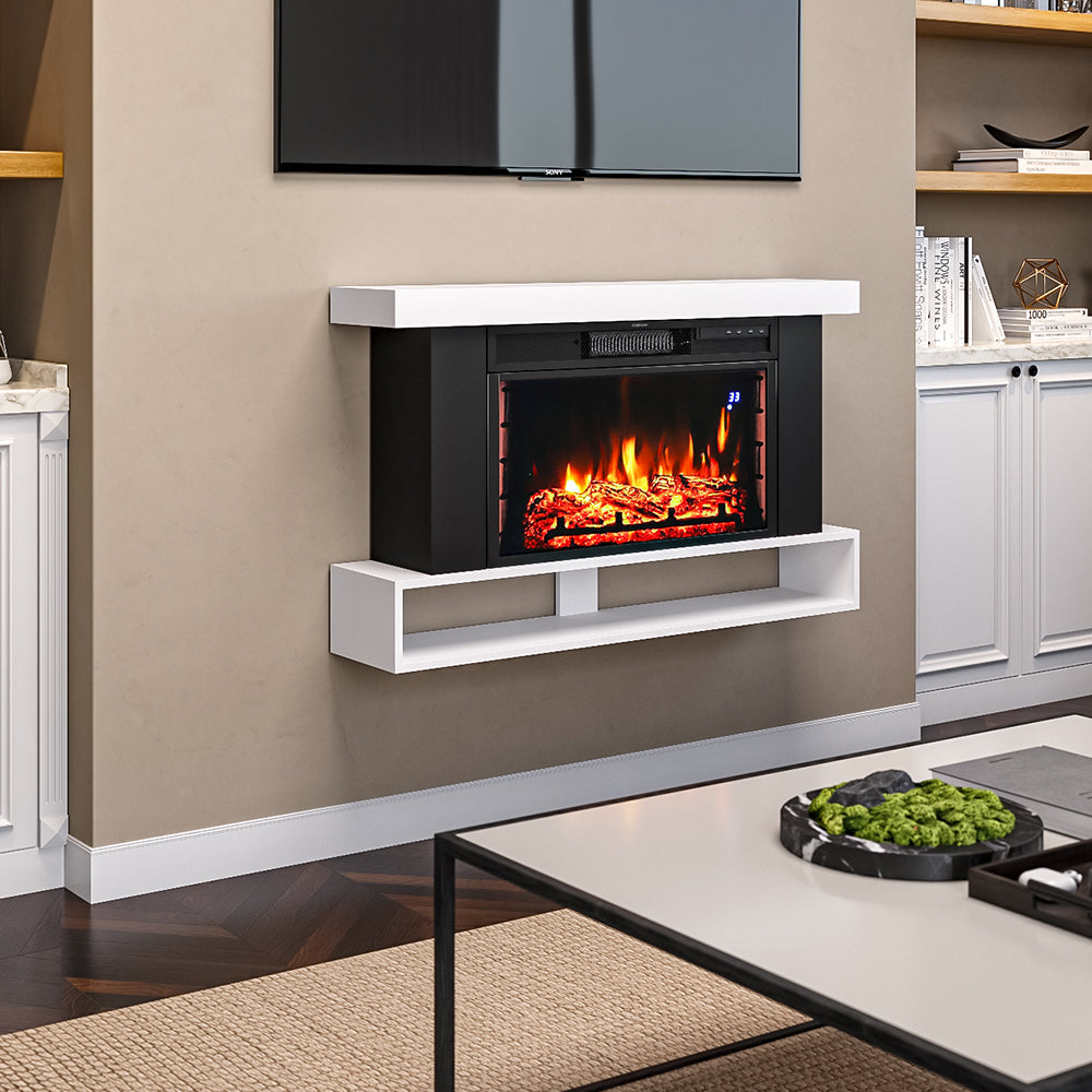 30 Inch Wall Mounted Electric Fireplace Suite with Shelf Fireplace Suites Living and Home 