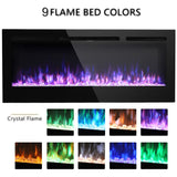 70/80 Inch Inset Electric Fireplace Built-In Heater with 9 Flame Colour Wall Mounted Fires Living and Home 