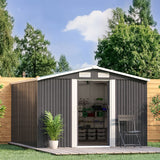 Garden Metal Storage Shed with Gabled Roof Top Large Size Greenhouses Living and Home Black 