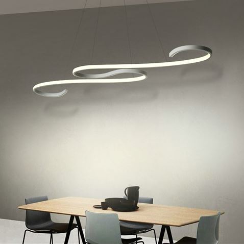 Modern LED Pendant in S Shape Pendant Living and Home W 108 x T 19 x H 120 cm Dimmable Warm Glow