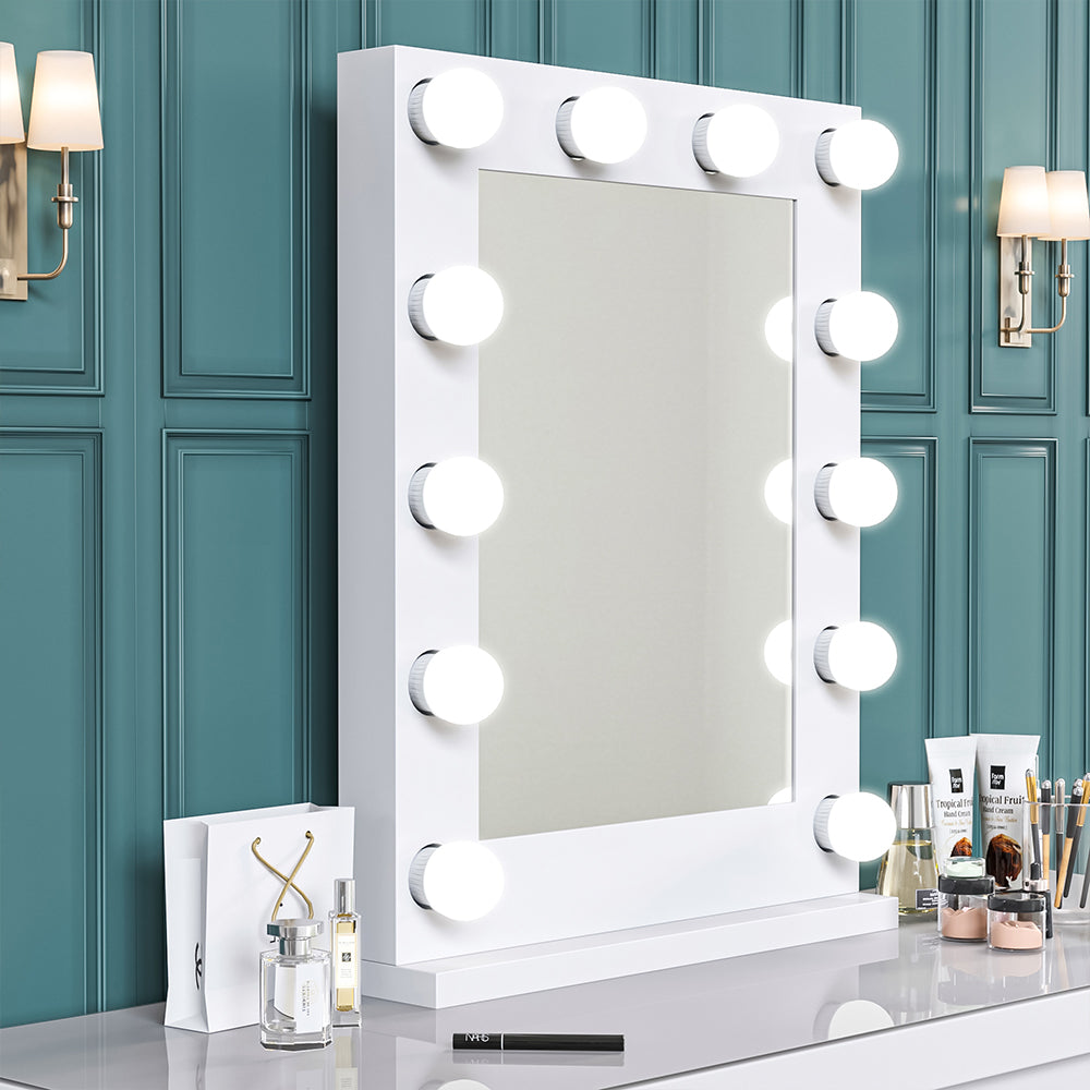 Metal Bulb Makeup Mirror for Tabletop Living and Home