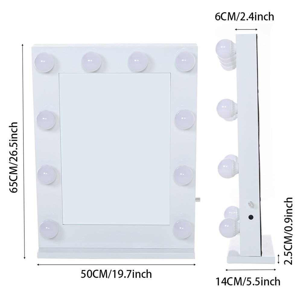 Metal Round Lighted Makeup Mirror for Tabletop Face Mirrors Living and Home 
