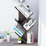 Freestanding Floor Bookshelf Wooden Tree-like Tabletop Display Shelf Shelves & Racks Living and Home 5-Tier Shelf 