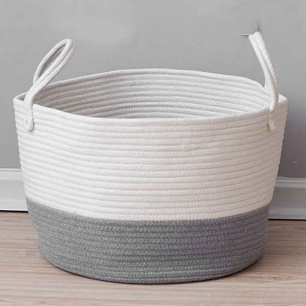 Cotton Woven Clothes Hamper Laundry Basket with Hooks Laundry Baskets Living and Home Grey Small 