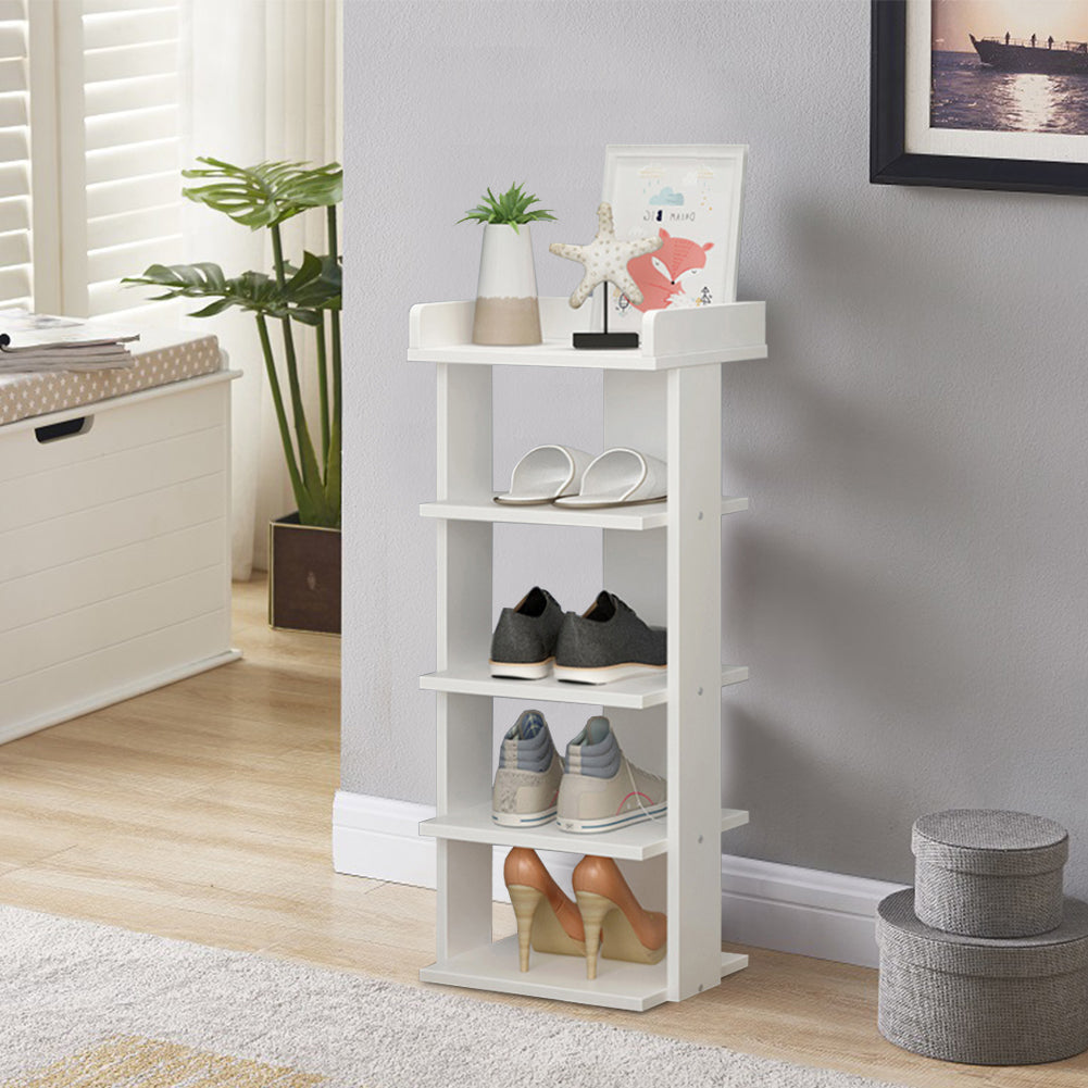 White Wooden 7-Tier Shoe Organizer Rack