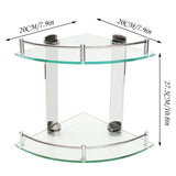 2-Tier Tempered Glass Corner Shelf Bathroom Wall Mounted Shower Caddies Living and Home 
