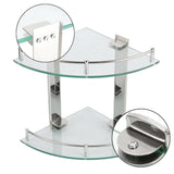 2-Tier Tempered Glass Corner Shelf Bathroom Wall Mounted Shower Caddies Living and Home 