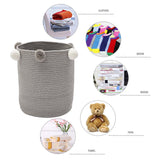 Cotton Rope Basket Woven Laundry Blanket Toy Basket Organizer with Pompom Laundry Baskets Living and Home 