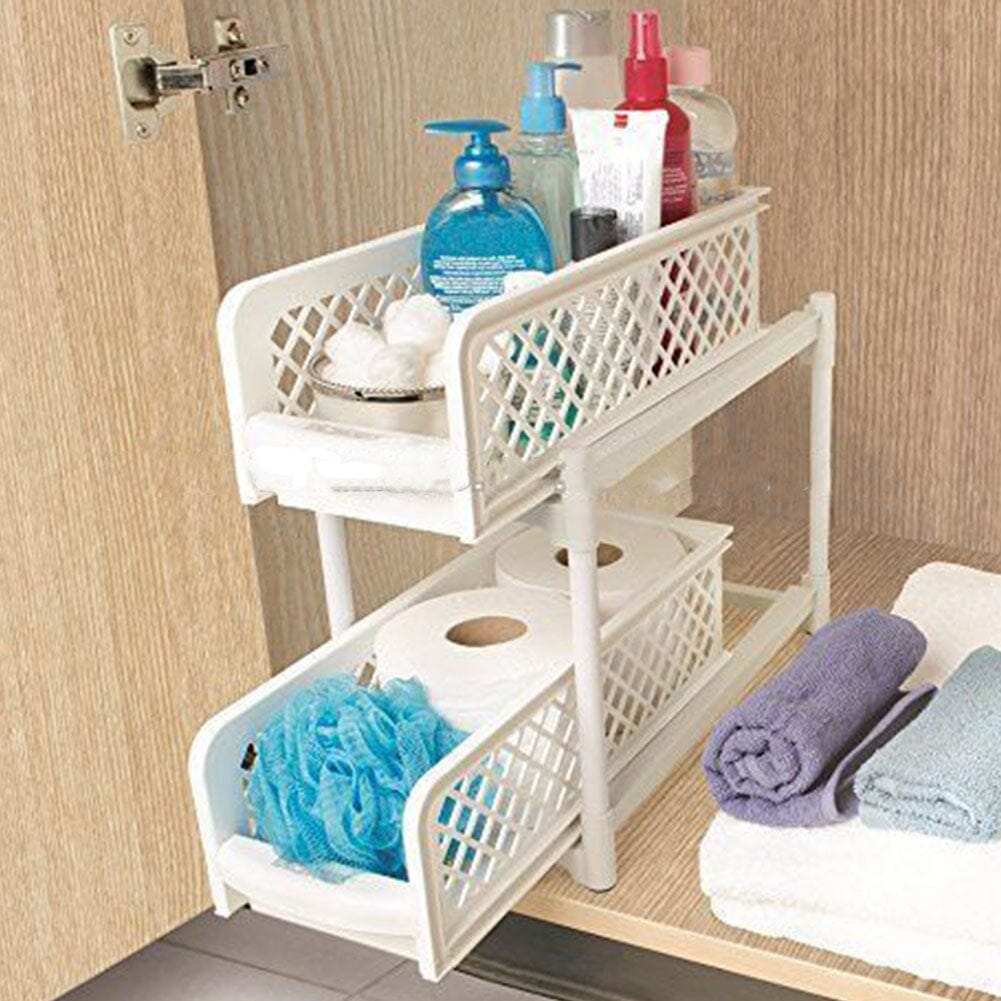 2 Tier Shelf Corner Organizer Bathroom Caddy Kitchen Storage Rack White Shower Caddies Living and Home 