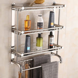 Stainless Steel Bathroom Shelf Storage Toilet Shelf Organizer Wall Mounted Shower Caddies Living and Home 