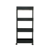 Shelf Trolley Cart Storage Rack for Kitchen Bathroom Kitchen Trolleys Living and Home 4-Tier Black 