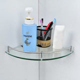 1 Tier Bathroom Glass Corner Shelf Wall Mounted Shower Caddies Living and Home 24x24cm 