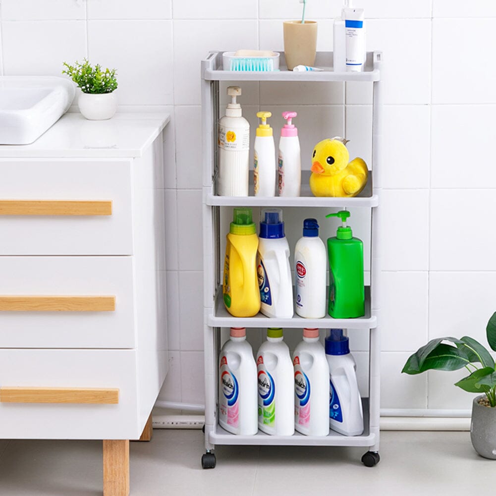 4 Tiers Slim Bathroom Storage Trolley Cart with Wheels Living and Home