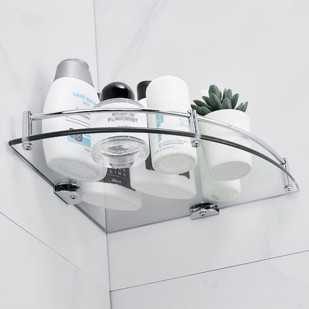 Bathroom Glass Corner Storage Wall Mounted Shower Shelf Set of 2 Shower Caddies Living and Home 
