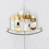 Bathroom Glass Corner Storage Wall Mounted Shower Shelf Set of 2 Shower Caddies Living and Home Gold 