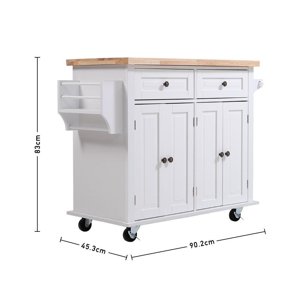 Modern Rolling Wooden Kitchen Island Cart with Storage Cabinet Carts & Islands Living and Home 