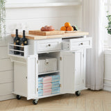 83cm Height Modern Rolling Wooden Kitchen Island Cart with Storage Cabinet