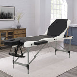 7ft W Black and White Leather Upholstered Adjustable Massage Bed