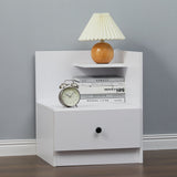 Urban Style Bedside Table with Drawer and Open Shelf Wooden Nightstand Coffee Tables Living and Home White 