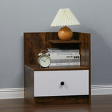 Urban Style Bedside Table with Drawer and Open Shelf Wooden Nightstand Coffee Tables Living and Home BurlyWood 
