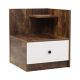 Urban Style Bedside Table with Drawer and Open Shelf Wooden Nightstand Coffee Tables Living and Home 