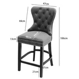 Dining Bar Chairs Wooden Velvet Buttoned Bar Stool Bar Stools Living and Home 
