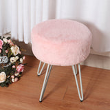 Plush Dressing Footstool Round Cotton Padded Makeup Chair Dressing Table Stools Living and Home Pink 