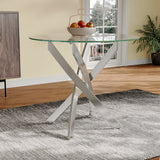90cm Round Dining Table Tempered Glass Coffee Table Dining Tables Living and Home 4 Curved Legs 