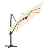 Beige 3 x 3 m Square Cantilever Parasol Outdoor Hanging Umbrella for Garden and Patio Parasols Living and Home Parasol + Cross Base 