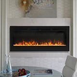 40 Inch Electric Fireplace Glass Panel Colorful Flame Insert Wall Mounted Heater Fireplaces Living and Home 
