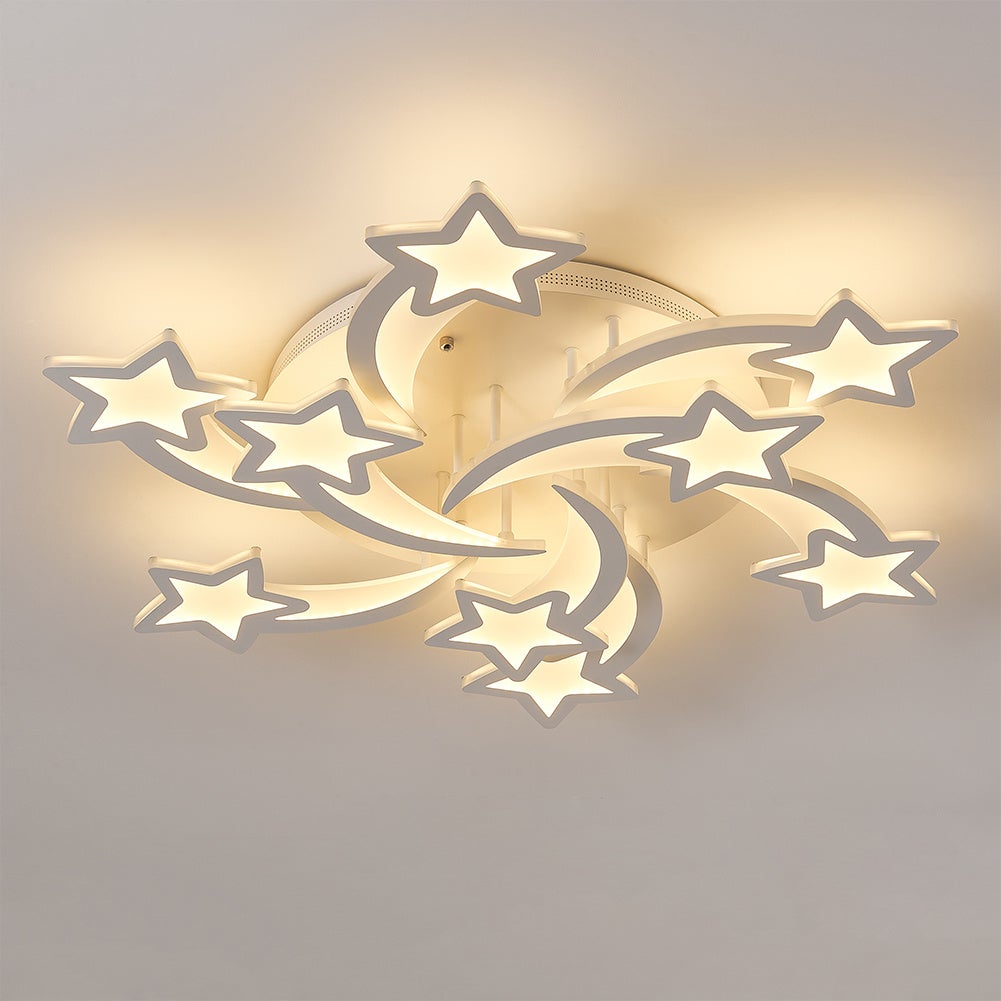 Modern LED Ceiling Light with Star Lampshades Ceiling Light Living and Home W 90 x L 90 x H 9.5 cm Dimmable Warm Glow