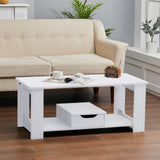 Wooden End Table Coffee Table with 1 Drawer Storage Unit End Tables Living and Home White 