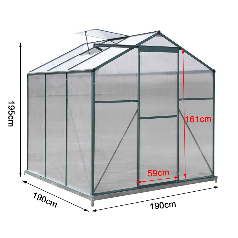 6' x 6' ft Garden Hobby Greenhouse Green Framed with Vent Greenhouse Living and Home 