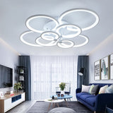 4/6/8 Rings Circle LED Semi-Flush Ceiling Light Dimmable/Non-Dimmable Ceiling Light Living and Home 8 Rings Non-immable without Remote Control Cool White Light
