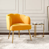 Frosted Velvet Shell Accent Chair Scalloped Chair Living and Home Yellow/Orange 