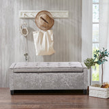 Grey Upholstered Storage Ottoman Bench Storage Footstool & Benches Living and Home 